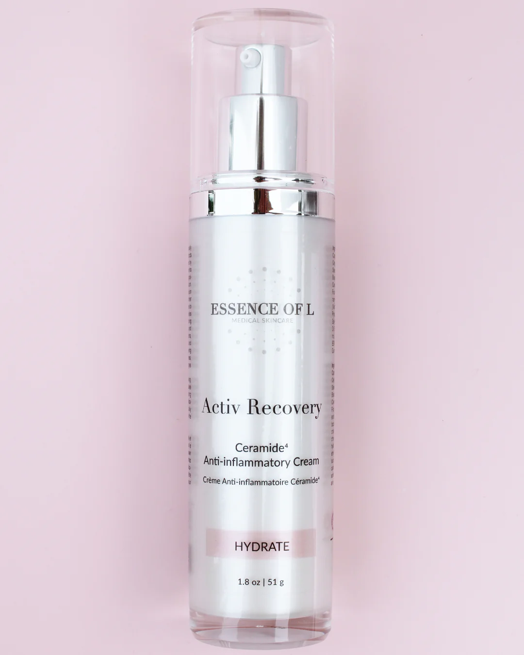 The image shows a white bottle of anit inflammatory cream called HYDRATE